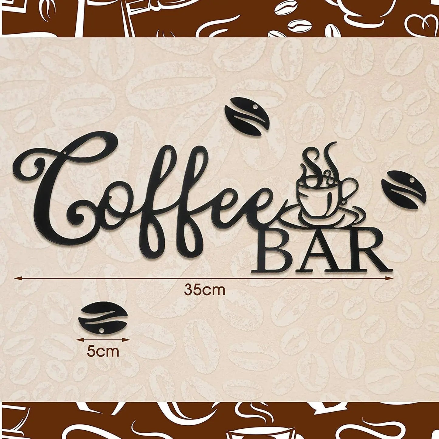 Metal Coffee Bar Sign Hanging Wall Decor Coffee Station for Home