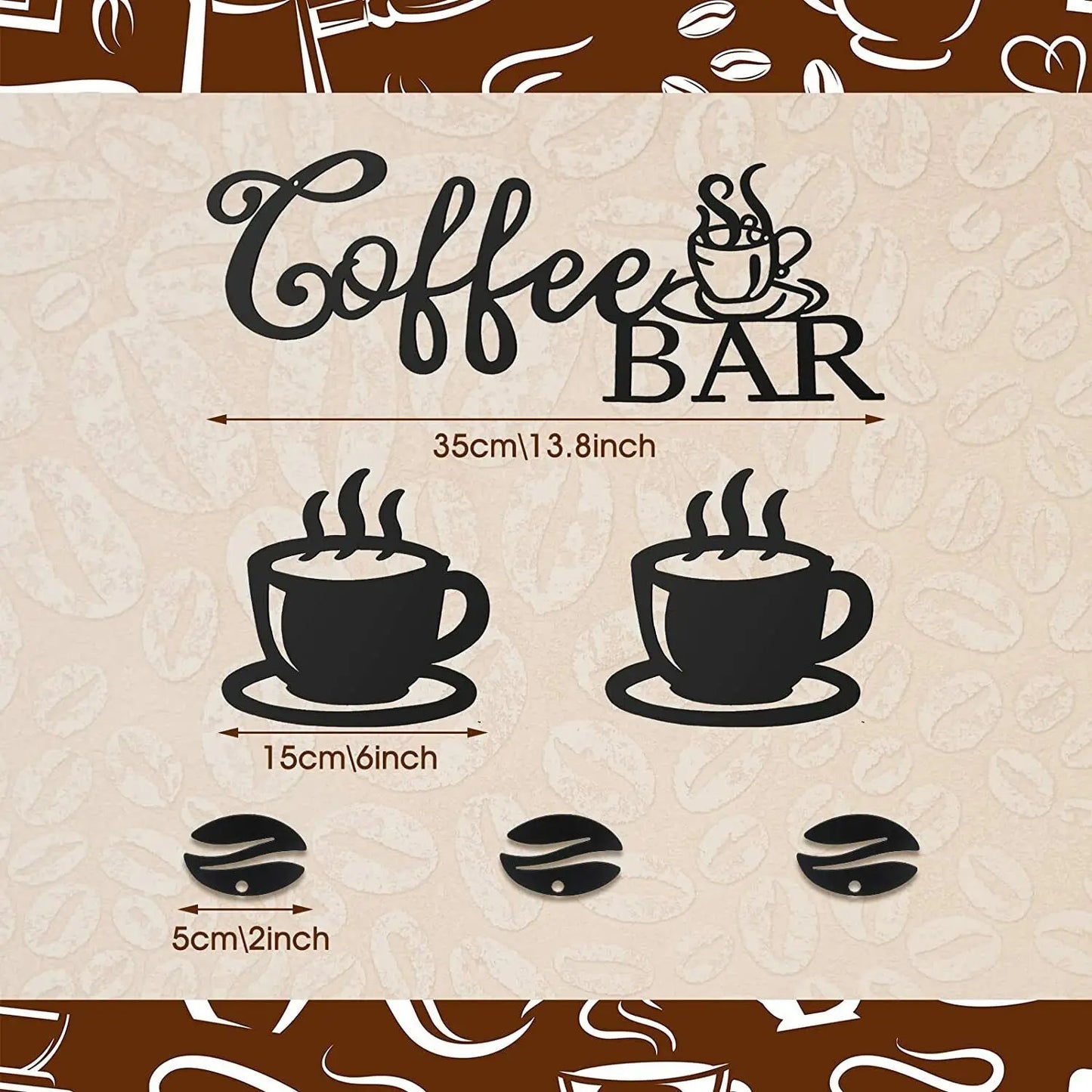 Metal Coffee Bar Sign Hanging Wall Decor Coffee Station for Home