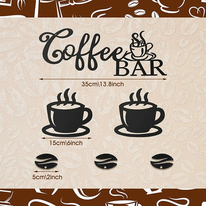 Metal Coffee Bar Sign Hanging Wall Decor Coffee Station for Home