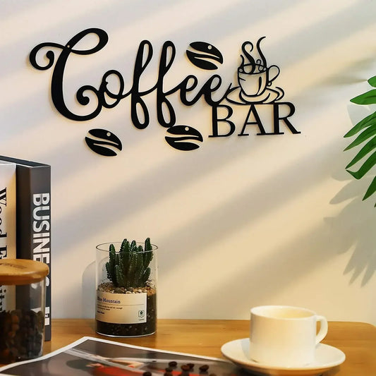 Metal Coffee Bar Sign Hanging Wall Decor Coffee Station for Home