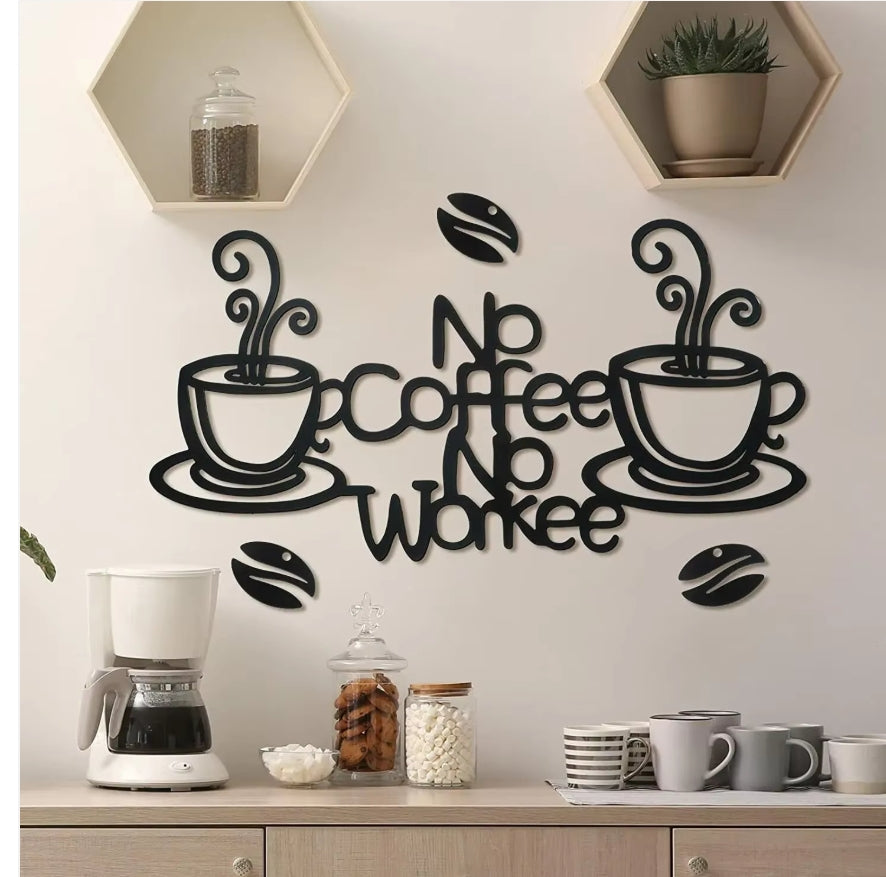 Metal Coffee Bar Sign Hanging Wall Decor Coffee Station for Home