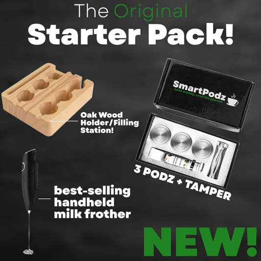 The Original Starter Pack - Refillable Nespresso Original Pods Ethical Coffee Capsules with Holder Stainless Steel